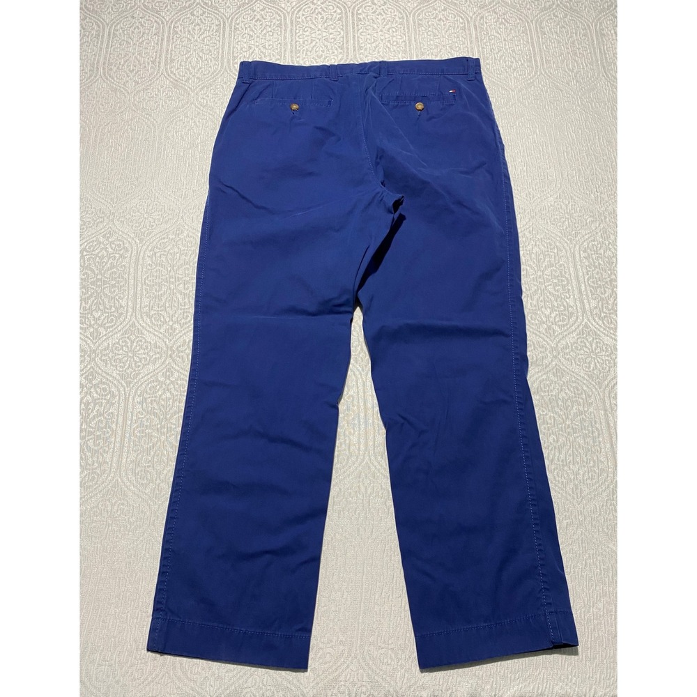 Tommy‎ Hilfiger TH Chino Custom Fit Pants Mens 36x30 Blue Cotton Flat Front